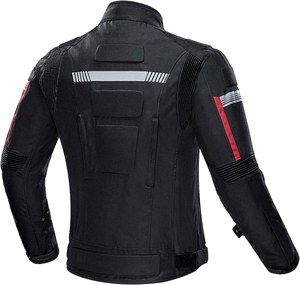 Blouson de moto en cuir de course en gros, style moto de course noir avec accents rouges, armure CE incluse, qualité supérieure - Product Image 3