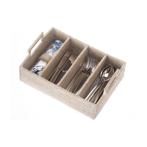 Cesta de Ratán Natural para Cucharas y Tenedores, Hecha a Mano, Ecológica, Moderna, Multiusos, Artex Green Earth, Forma Circular - Product Image 1