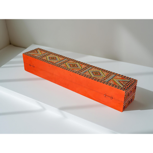 Boîte de rangement en bois artisanale avec décorations folkloriques peintes à la main, organisateur de bijoux, coffret cadeau vintage coloré - Product Image 2