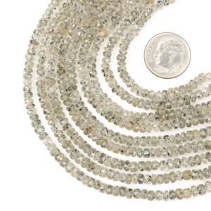 Natural Black Dot Quartz Faceted Rondelle Beads Dot Quartz Loose Gemstone Beads for <b>Jewelry</b> Making Supplies by Indian Wholesaler - Product Image 1