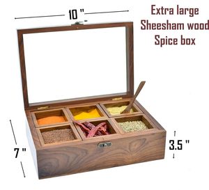 Boîtes en bois d'épices nautiques avec cuillère Designer de cuisine 6 boîtes avec verre et 1 cuillère design Stockage d'épices Calvin Handicraft - Product Image 2