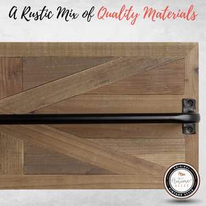 Toallero de granja rústico, impresionante decoración de baño de granja de madera de granero para pared, madera con incrustaciones expertas con barra negra mate - Product Image 5