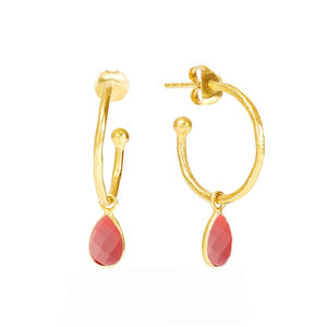 ต่างหูห้อยทรงหยดน้ำ รุ่นเรนโบว์มูนสโตน ขนาด 8x10 มม. ทำจากเงินแท้ชุบทองคำแท้ ขายส่ง - Product Image 4