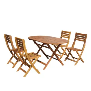 Werkspreis Gartenfurniture Outdoor-Modernes Esstischset aus Holz ovales Terrassenmöbel Vietnam Hersteller