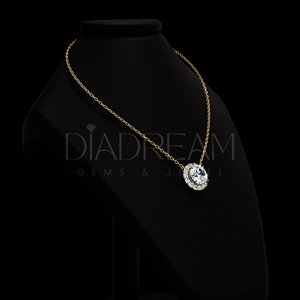 Fine Jewelry Collier pour femme avec pendentif rond en argent sterling 925 avec halo de diamant cultivé Leb pour fiançailles ou mariage - Product Image 4