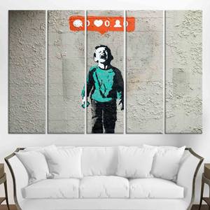 Toile imprimée Banksy Nobody Like Me : Impression d'art graffiti moderne, lot de 5 toiles - Product Image 1