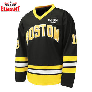 Miglior tessuto di maglia da Hockey, resistente leggero in colore giallo e nero prezzo di fabbrica uniforme della squadra - Product Image 2