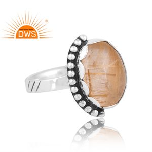 Anillo apilable de piedras preciosas de rutilo dorado Natural de plata esterlina oxidada de la mejor calidad, fabricante de joyería personalizada - Product Image 2