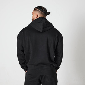 Nouveau design noir surdimensionné Full Zip 2 pièces ensemble sweat à capuche et jogger lourd coton hommes sweatsuite survêtement pour hommes logo personnalisé - Product Image 4