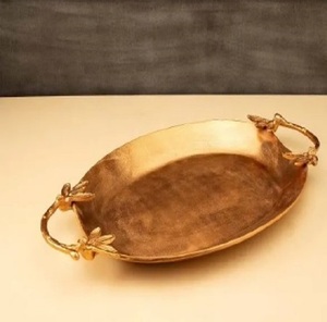 ELEGANT DESIGNS <b>Stainless</b> <b>Steel</b> Brass Food Serving Platter Fancy Tableware Decorative High Quality Top Selling Unique <b>Tray</b> - Product Image 4