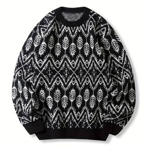 Vente en gros de pulls chauds d'hiver pour hommes de style vintage personnalisés à manches longues pulls surdimensionnés en laine décontractés grande taille à vendre - Product Image 1