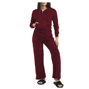 Stylish Ladies <b>Plus</b> <b>Size</b> <b>Velour</b> <b>Tracksuit</b> Trendy Hoodie With Cropped Top And Full Length Pants Ideal For Gym And Casual Days - Product Image 2