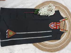 Kurti de Fiesta Moderno sin Mangas, Corte Recto, de Seda Romana, con Bordado Kutchi Vibrante y Trabajo de Espejos, de Secado Rápido, para Todas las Estaciones - Product Image 6