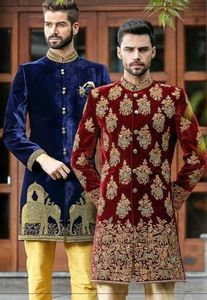 STYLISH--DESIGN of GOLD ZARDOZI EMBROIDERY on BEAUTIFUL SHERWANI & ALSO MATCHING SHOE WITH DRESS for PARTY-WEAR/WEDDING @ 2023 - Product Image 2