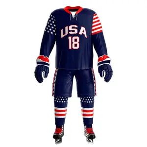 Đội Thể Thao Thực Hành 100% Polyester Ice Hockey Jersey Siêu Chất Lượng Ice Hockey Uniform Set