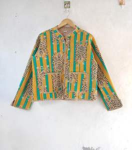 Veste matelassée 100% coton pour femmes réversible imprimé tigre nouvelle rayure Vintage Style Boho indien empreinte de main décontracté vêtements d'extérieur d'hiver - Product Image 1