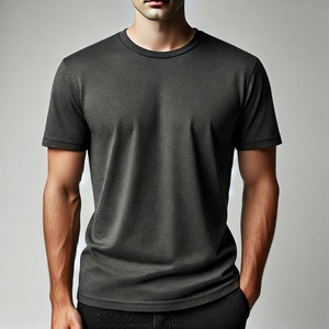 Camisetas de algodón 100% para hombre, tallas de EE. UU./UE, cuello alto de tela de 180gsm, manga corta, ajuste Regular, transpirable, logotipo personalizado en la parte delantera - Product Image 3