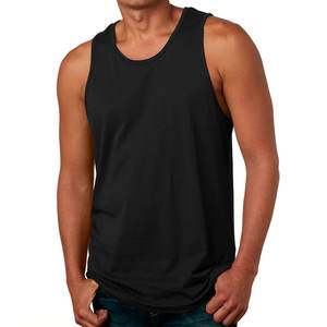 Noir personnalisé respirant hommes Gym débardeur coton Jersey manches chemise - Product Image 1