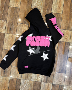 Poids lourd Vintage Streetwear français éponge pull hommes sweats à capuche fabricant personnalisé 3D bouffée impression à capuche 400 GSM - Product Image 3
