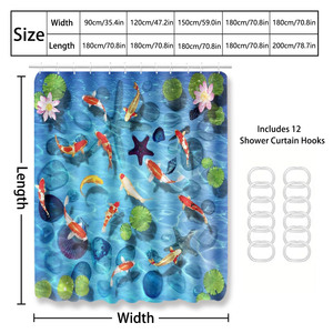 Custom Printed Waterproof Shower Shower <b>Curtain</b> for Bathroom Waterproof Polyester <b>with</b> <b>Hooks</b> - Product Image 4
