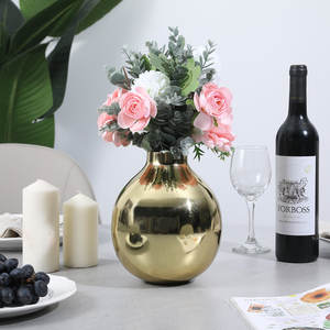Jarrón Redondo Metálico Dorado Brillante, Jarrón Decorativo para Flores, Centro de Mesa para Hogar, Hotel, Restaurante, Venta al por Mayor - Product Image 4