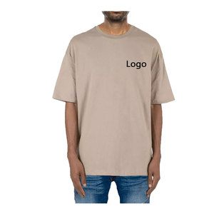 Custom Men Khaki T Shirt Oversized Heavyweight Cotton Blend Drop Shoulder Tee Shirt Loose Fit Streetwear Casual Gym <b>Tshirt</b> - Product Image 1