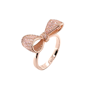 <b>Brass</b> Pave CZ Trendy Statement Ribbon Bow <b>Ring</b> for Women Bride's Wedding Prom (Small Size) - Product Image 3