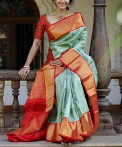 Designer Party Saree - <b>Silk</b> Tissue Velvet, <b>Organza</b> & Lace Sequence for Women - Product Image 1