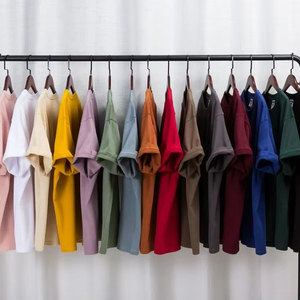 T-shirt multicolore avec logo personnalisé 280gsm T-shirt à manches courtes en coton uni épais et surdimensionné Concevez votre marque T-shirt pour hommes - Product Image 1