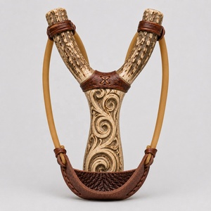 Slingshot artisanal avec bois de cerf, construction traditionnelle haut de gamme en bois de cerf naturel, prise en main confortable, camping en plein air - Product Image 6