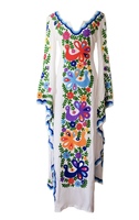 Haute qualité femmes vêtements grande taille traditionnel mexicain brodé blanc hiver manches longues dames papillon manches Maxi