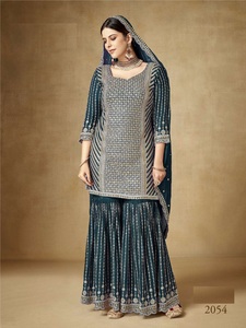 Traje de mujer Pure Blooming Heavy Chi-non Dupatta con bordado Fancy Sequence Work para fiestas - Product Image 3