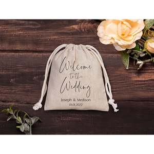 Custom <b>Drawstring</b> <b>Pouches</b> for Bridal Party & Bridesmaids Welcome to the Wedding-Gift Bags - Product Image 3