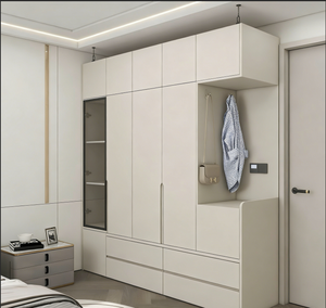 Système de dressing avec <span class=keywords><strong>cubes</strong></span> de rangement modulaires, zones de suspension et tiroirs pour accessoires, armoire autoportante pour chambre à coucher - Product Image 2