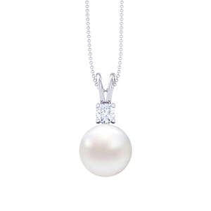 NOVAMART Fine Classic Pearl Pendant with 925 <b>Sterling</b> <b>Silver</b> <b>Chain</b> Gift <b>for</b> <b>Women</b> and Girls Necklaces Wholesale Export - Product Image 1