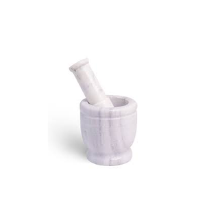 รอบสีขาวหินอ่อนปูนที่มีสากชุดสำหรับสมุนไพรยาและส่วนผสมอื่นๆและผลิตภัณฑ์ขายร้อน - Product Image 3