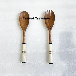 GENIUNE ACACIA Wood and Resin <b>Salad</b> Server Wooden <b>Salad</b> <b>Tool</b> Kitchenware Wedding Events Hotel Restaurant New Product Ideas - Product Image 3