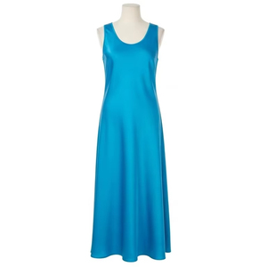 Vestido informal de satén sin mangas transpirable, vestido Midi elegante ligero de tela suave para mujer, ropa de diario y traje de fiesta - Product Image 1