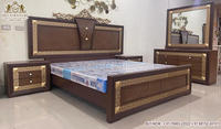 Ensemble de meubles de chambre à coucher de luxe, style antique, pour lit Queen, moderne, en teck, sculpté à la main, durable, personnalisable, capitonné, contemporain