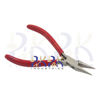 Pince à bec effilé 130 mm en acier inoxydable à mâchoires lisses, poignées en PVC à ressort, pour sertissage de joints, pêche, fabrication de bijoux, bricolage et artisanat