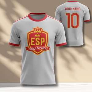 Maglietta Unisex per Tifosi di Calcio Spagna 2026 WC, Rossa e Gialla con Grafica, Top per il Giorno della Partita, Regalo per Uomini e Donne - Product Image 1