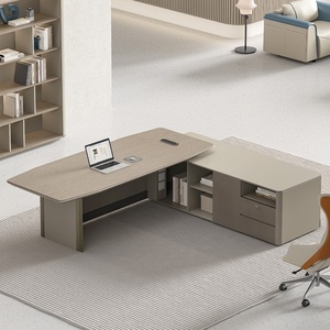 Bureau de direction moderne de luxe en bois, table de patron extensible, grand bureau informatique, mobilier de bureau professionnel facile à assembler - Product Image 5