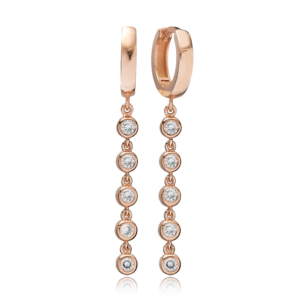Round Design <b>Clear</b> CZ Stone Long Earrings Fashion Trend Turkish Wholesale Handmade Fine Jewelry for Women - Product Image 1