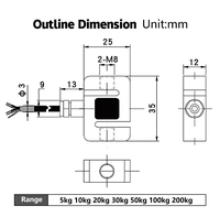 1 2 3 5 10 20 30 50 100 200 kg Escala de microtolva Precio de sensor de fuerza de tensión en miniatura barato Célula de carga tipo S