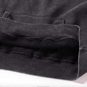 Sweat à capuche court double couche Streetwear personnalisé Lavage à l'acide Sweat à capuche double couche à ourlet brut vieilli - Product Image 3