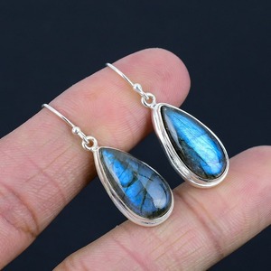 Boho เครื่องประดับต่างหูสไตล์คลาสสิกสำหรับผู้หญิงเครื่องประดับเงิน925เงินสเตอร์ลิงเครื่องประดับอัญมณีลาบราดอไรต์แฮนด์เมดต่างหูของขวัญ - Product Image 4