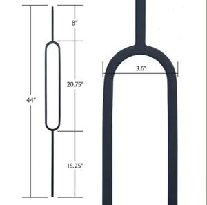 Balaustres y Espigas Ovalados de Hierro Hueco de 1/2 Pulgada, Decorativos, Modernos, en Negro Satinado y Dorado, para Barandillas de Escaleras Interiores, Balcones y Villas - Product Image 3