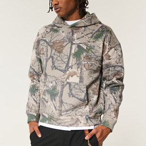 Sweats à capuche camouflage surdimensionnés basiques pour hommes Streetwear poids lourd 400GSM confortable sweat à capuche épaules tombantes pour homme - Product Image 6