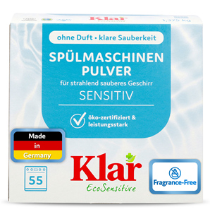 ผงล้างจาน KLAR Custom 2 Eco Sensitive สำหรับใช้ในครัวแบบใช้แล้วทิ้ง น้ำหนัก 1.375 กก. ส่วนผสมเข้มข้น ปราศจากน้ำหอม ใช้ได้ 55 ครั้ง - Product Image 1