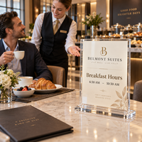 Support de table en acrylique haut de gamme, présentoir de menu personnalisé pour restaurants de luxe, hôtels haut de gamme, promotion de marque